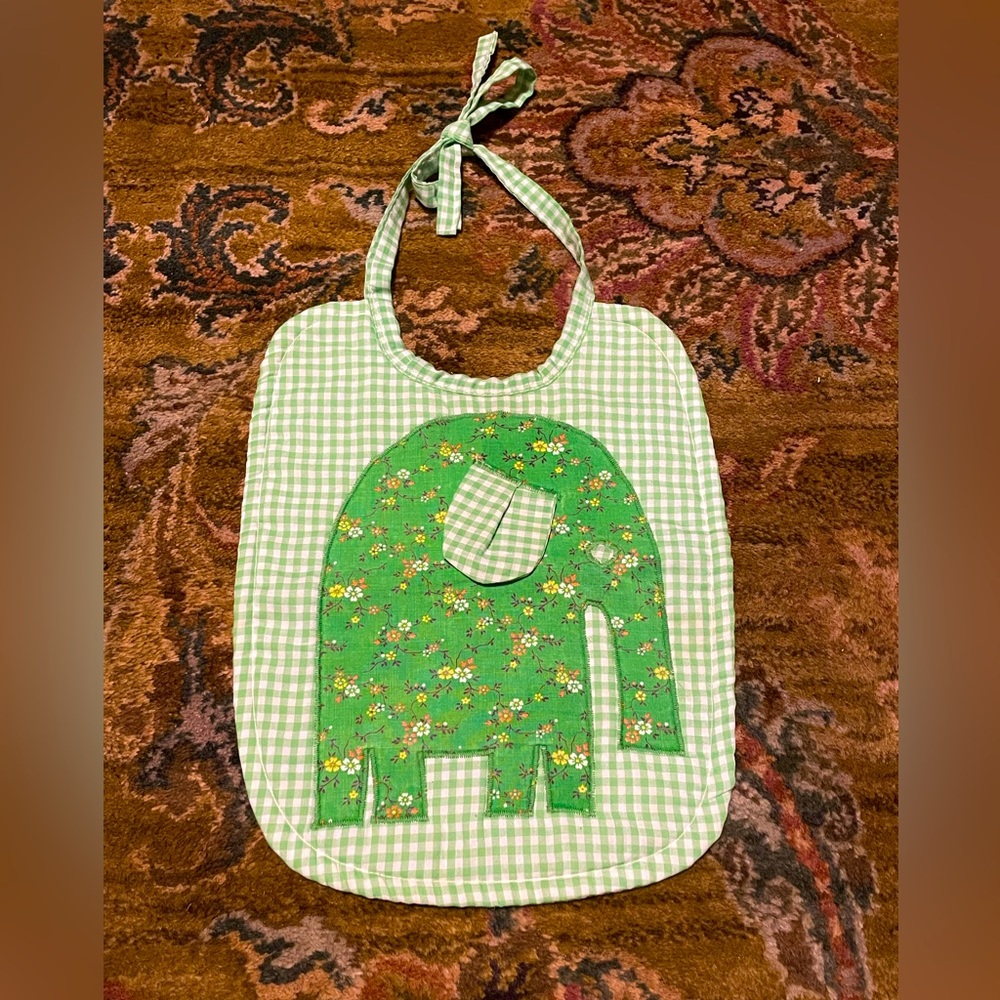 Vintage elephant baby bib